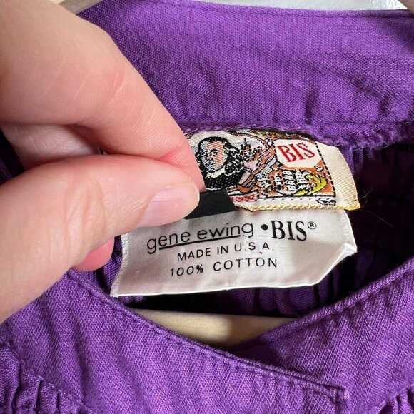 Vintage Gene Ewing BIS Crinkle Jacket Size Small Purple 80s Button Front USA - Picture 9 of 10